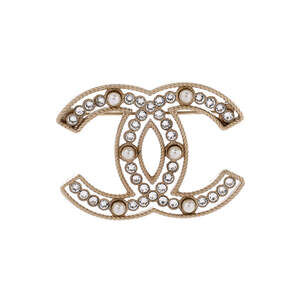 Chanel Cc Brooch Metal With Crystals #240548C93B